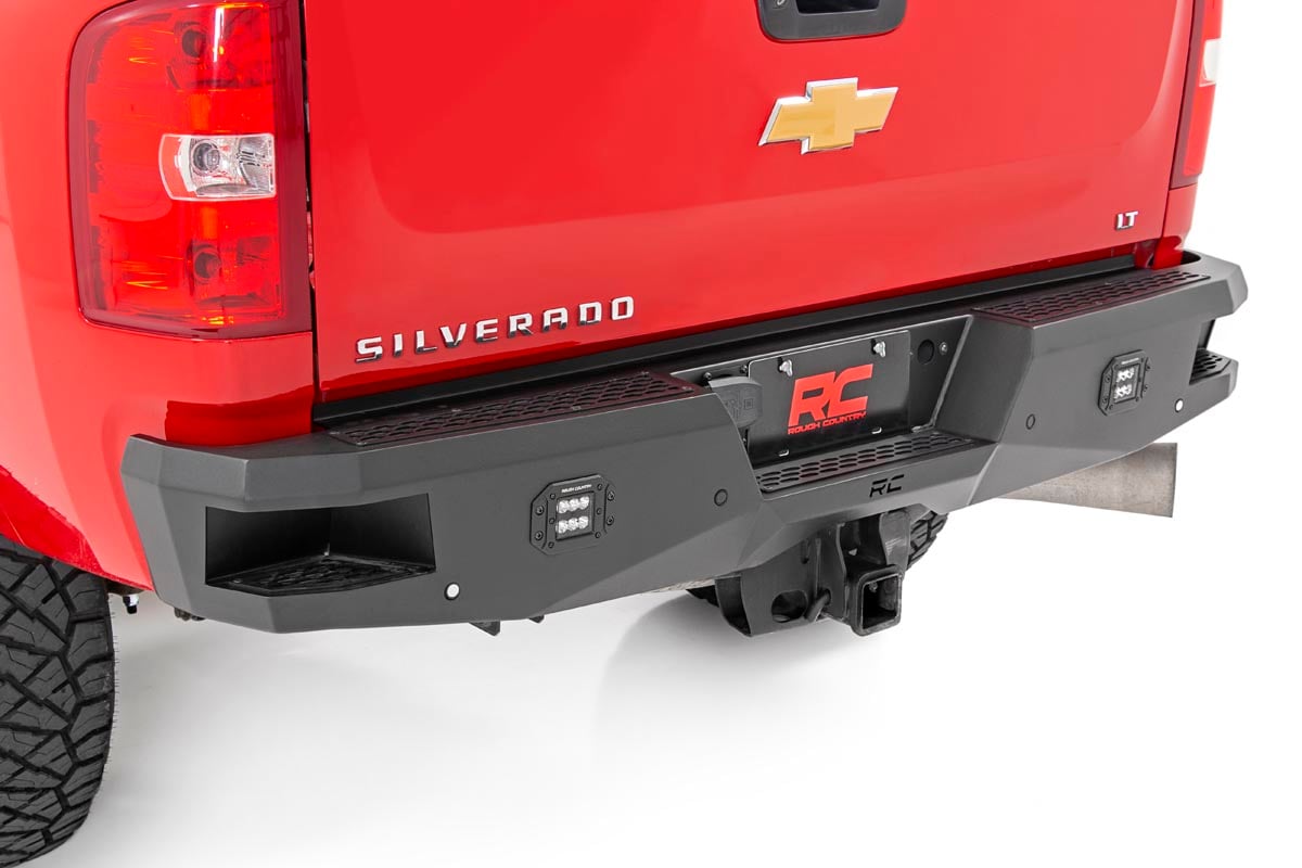 GMC Sierra 2500 HD Rear Bumper - Rough Country - LED with Integrated Steps - Black - '11-'19